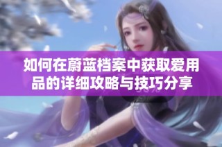 如何在蔚蓝档案中获取爱用品的详细攻略与技巧分享