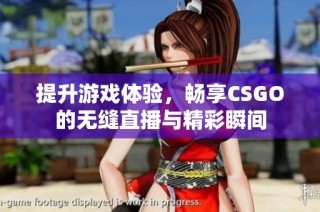 提升游戏体验，畅享CSGO的无缝直播与精彩瞬间