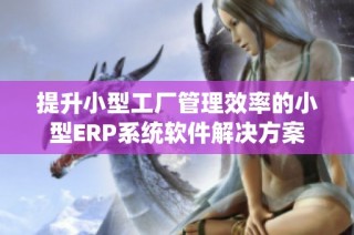 提升小型工厂管理效率的小型ERP系统软件解决方案