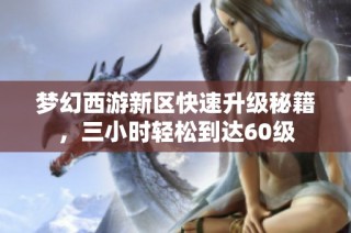梦幻西游新区快速升级秘籍，三小时轻松到达60级