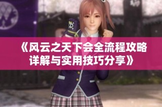《风云之天下会全流程攻略详解与实用技巧分享》