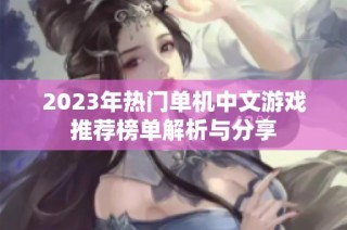 2023年热门单机中文游戏推荐榜单解析与分享