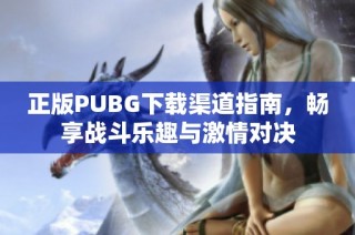 正版PUBG下载渠道指南，畅享战斗乐趣与激情对决