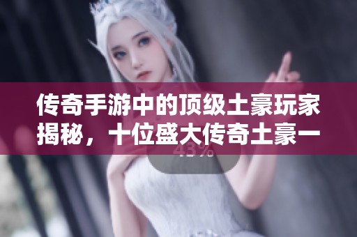 传奇手游中的顶级土豪玩家揭秘，十位盛大传奇土豪一览