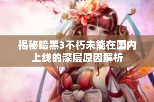 揭秘暗黑3不朽未能在国内上线的深层原因解析