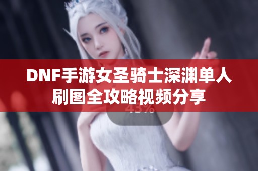 DNF手游女圣骑士深渊单人刷图全攻略视频分享