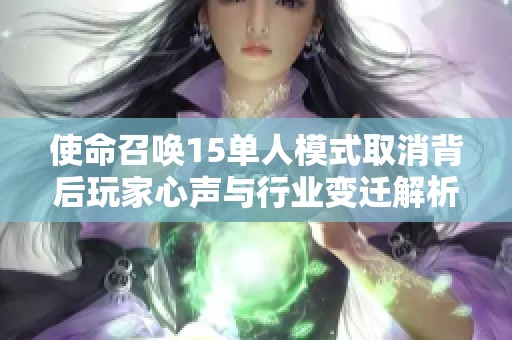 使命召唤15单人模式取消背后玩家心声与行业变迁解析