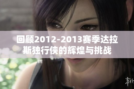 回顾2012-2013赛季达拉斯独行侠的辉煌与挑战