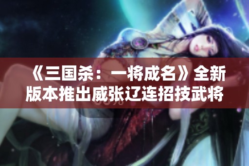 《三国杀：一将成名》全新版本推出威张辽连招技武将！