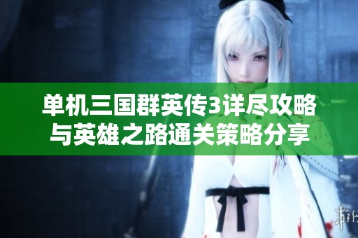 单机三国群英传3详尽攻略与英雄之路通关策略分享