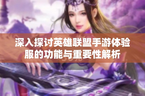 深入探讨英雄联盟手游体验服的功能与重要性解析