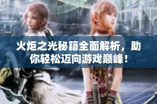火炬之光秘籍全面解析，助你轻松迈向游戏巅峰！