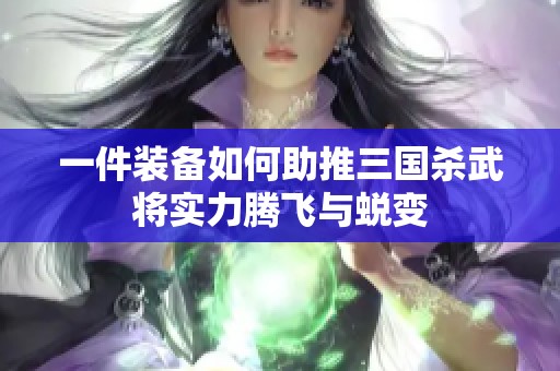 一件装备如何助推三国杀武将实力腾飞与蜕变